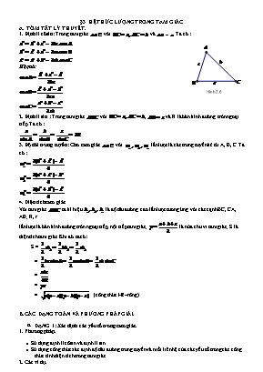 Đề cương ôn tập Hình học Lớp 10 - Chương 2 Tích vô hướng của hai vectơ và ứng dụng - Bài 3 Hệ thức lượng trong tam giác